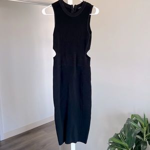 Endless Rose Ribbed Black Midi Dress
